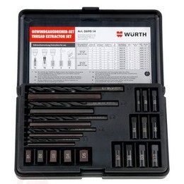 Набор выкручивателей заломанных болтов и шпилек M5-M16 Wurth